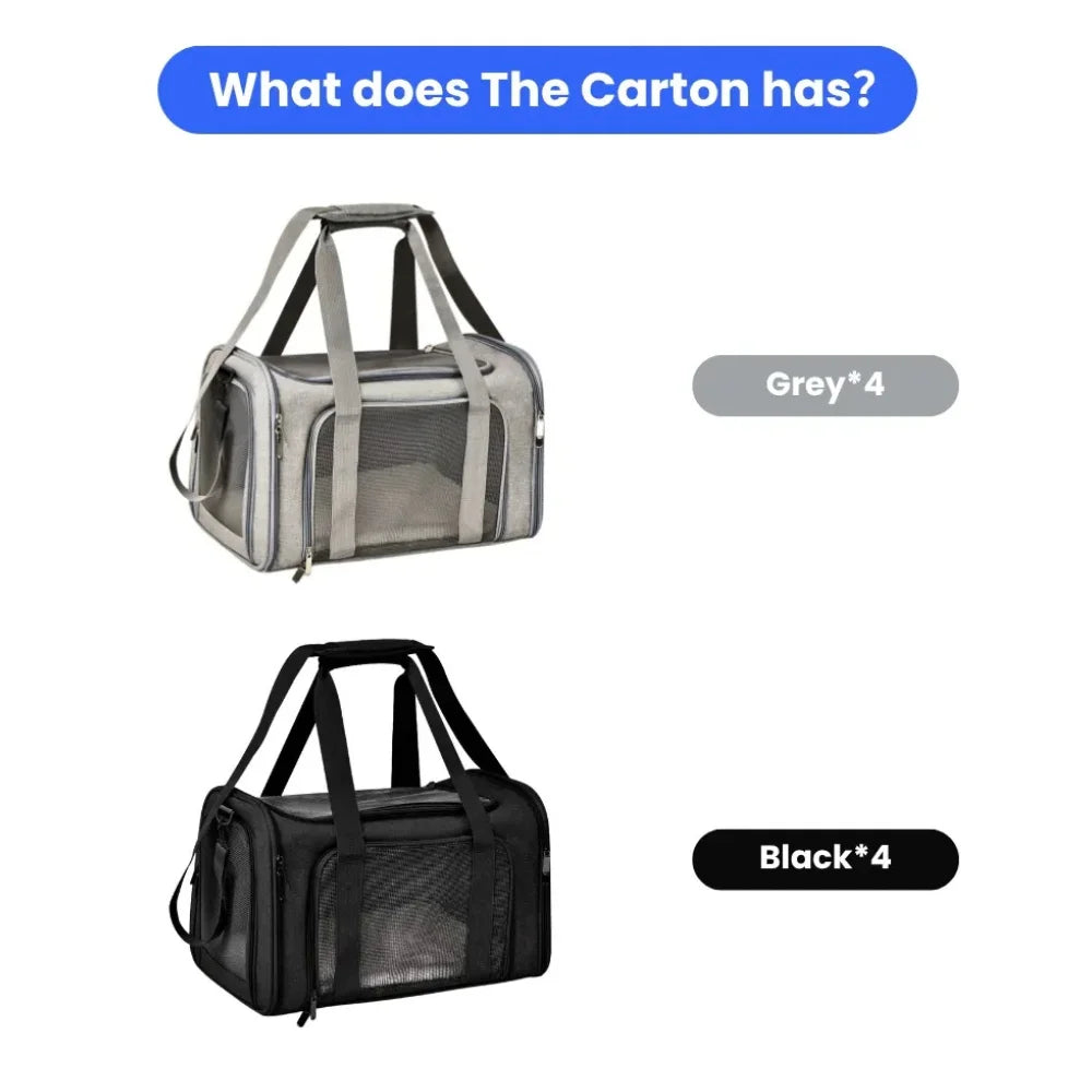 8PCS/Carton Pet Carrier Bag for Cats and Small Dogs Breathable Mesh Portable Travel Shoulder Bag Car Seat Carrier 2 Colors Mixed