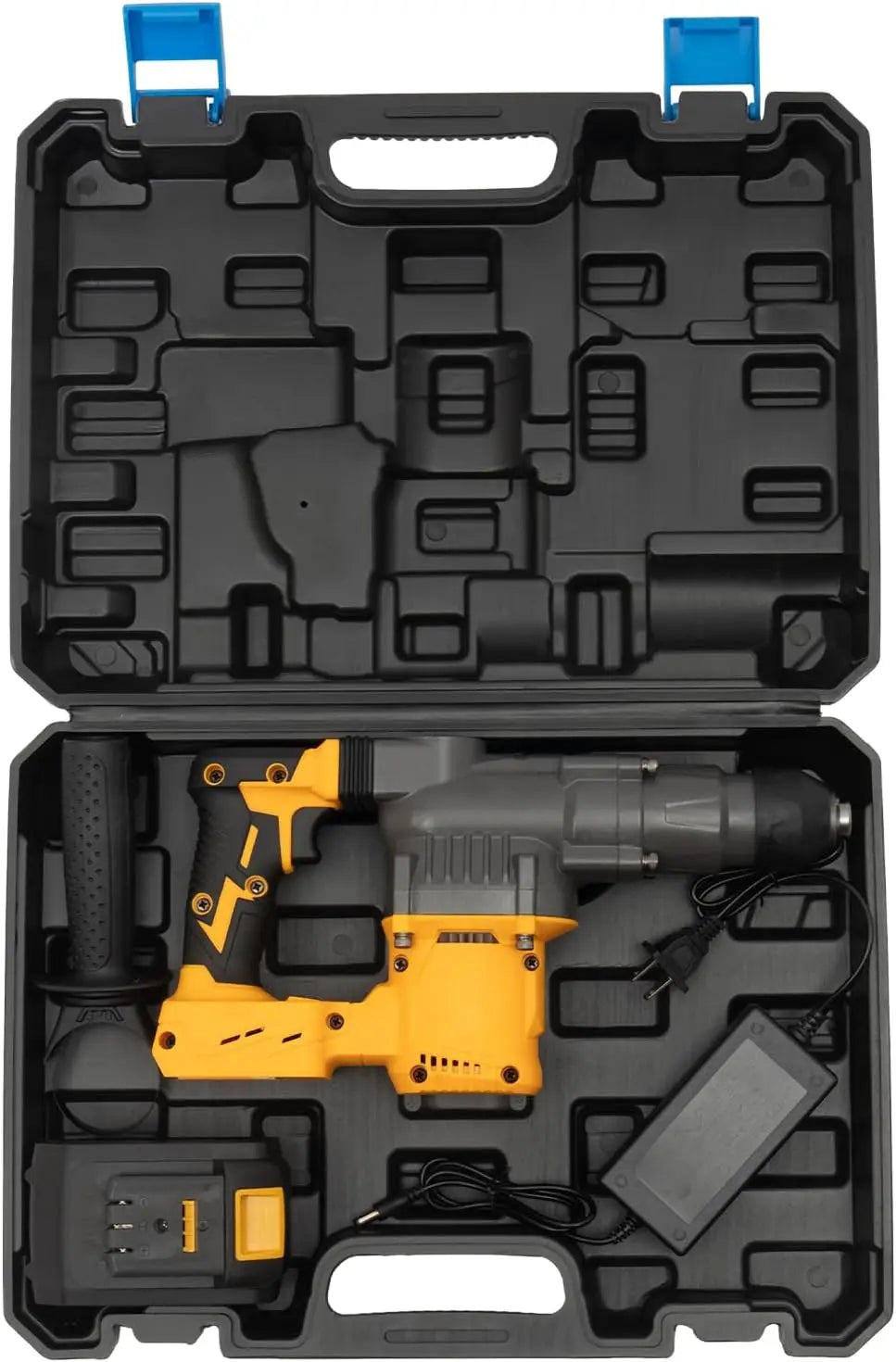 Cordless Rotary Hammer with Battery, Charger & 80cm Drill Bit, Heavy-Duty Electric Hammer for Post Hole Digging, Garden Auger, Landscaping, Ideal for Homeowners and Contractors