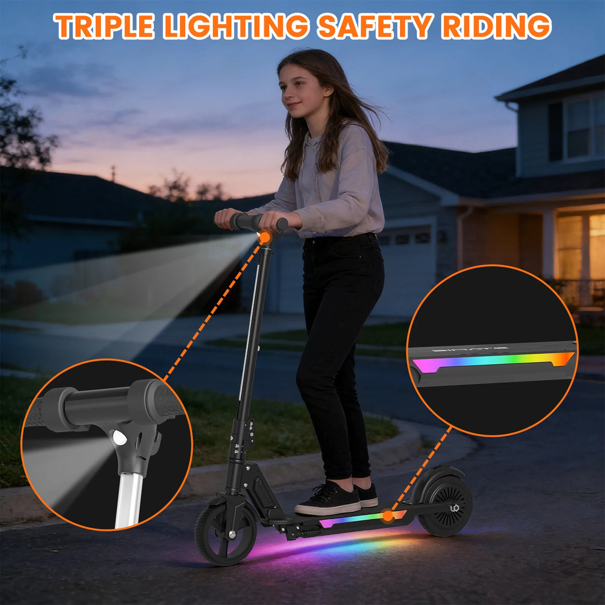 Commugo Electric Scooter 250W Powerful Motor & 12MPH Top Speed, 7" Solid Tire, Folding E Scooter with Dual Braking for Teens and Adults