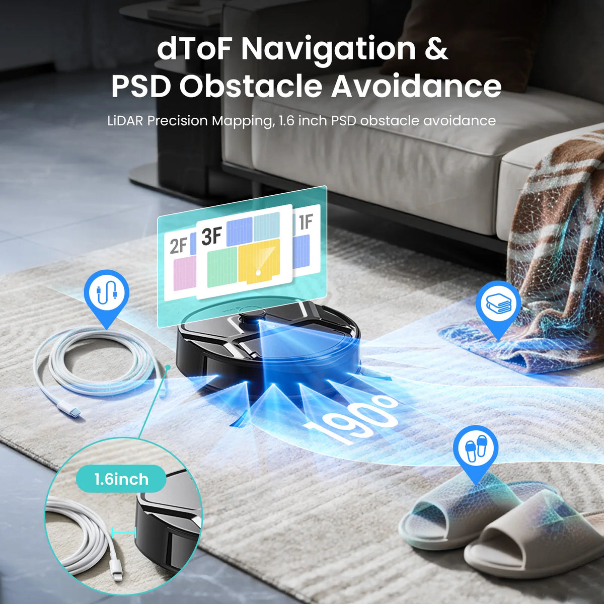 Lefant M265 Robot Vacuum and Mop, 17000Pa Strong Suction, Self-Cleaning Roller Mop with Auto Drying, LiDAR Navigation & Obstacle Avoidance, Tangle-Free Pet Hair, Slim, 5G WiFi,