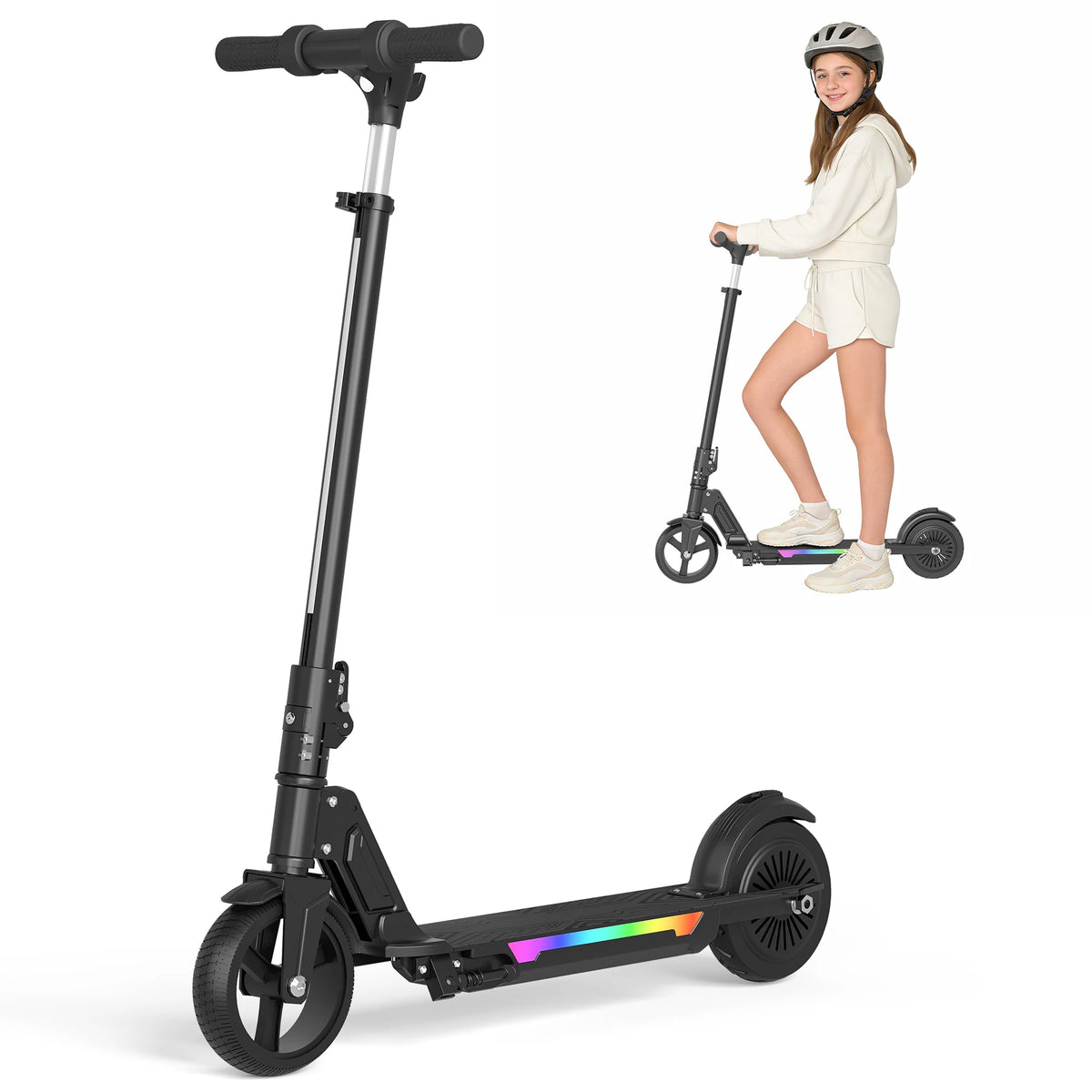 Commugo Electric Scooter 250W Powerful Motor & 12MPH Top Speed, 7" Solid Tire, Folding E Scooter with Dual Braking for Teens and Adults