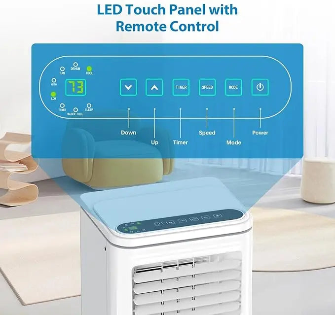 8000 BTU Portable Air Conditioner, 3-in-1 AC Unit with ooling,with Washable Filter,up to 350 sq. ft,2 Fan Speeds, 24H Timer