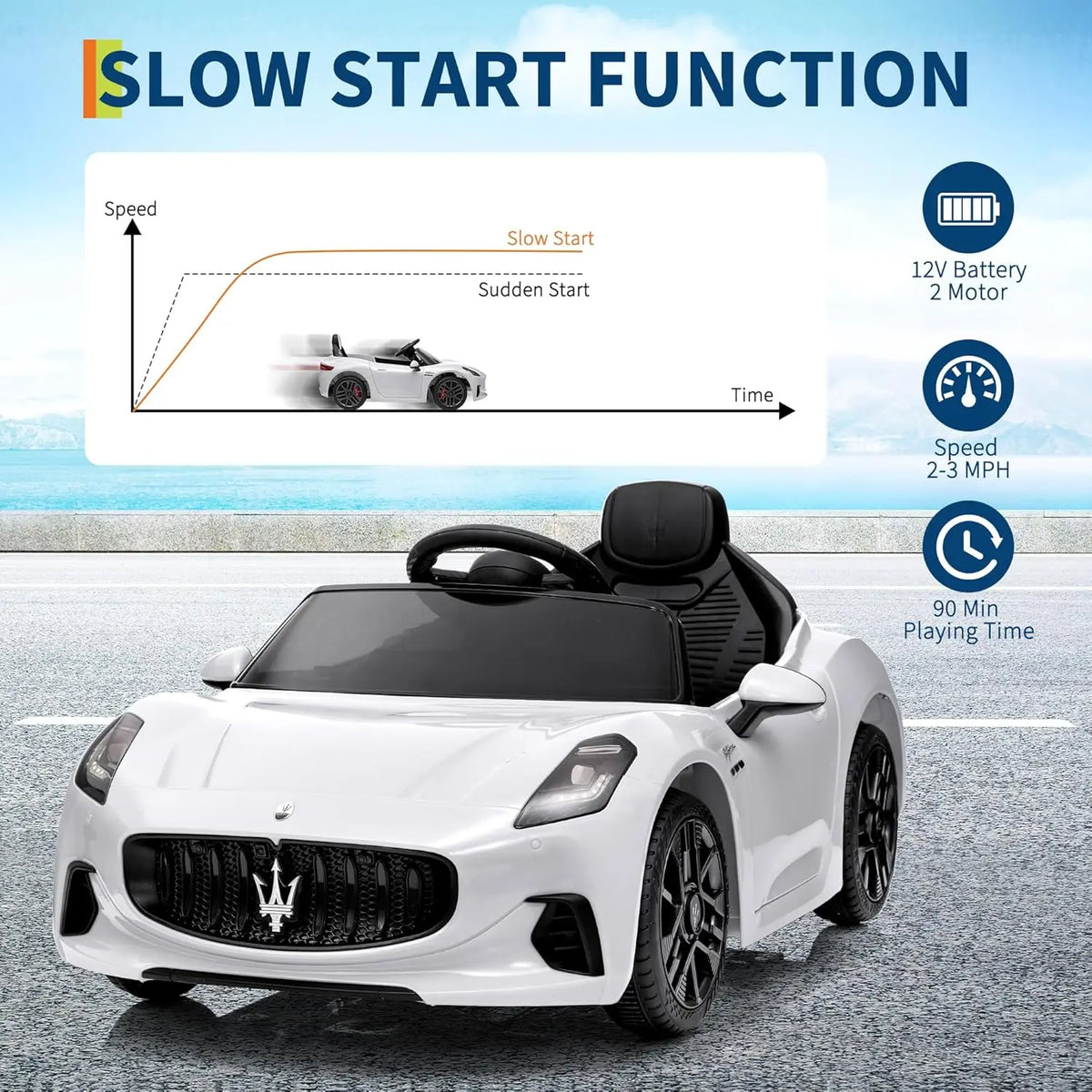 12V Ride on Car, Kids Electric Car with Remote Control | Battery Powered Vehicles with LED Light, Spring Suspension, Double Doors, Gift for Toddler 3-8 Years
