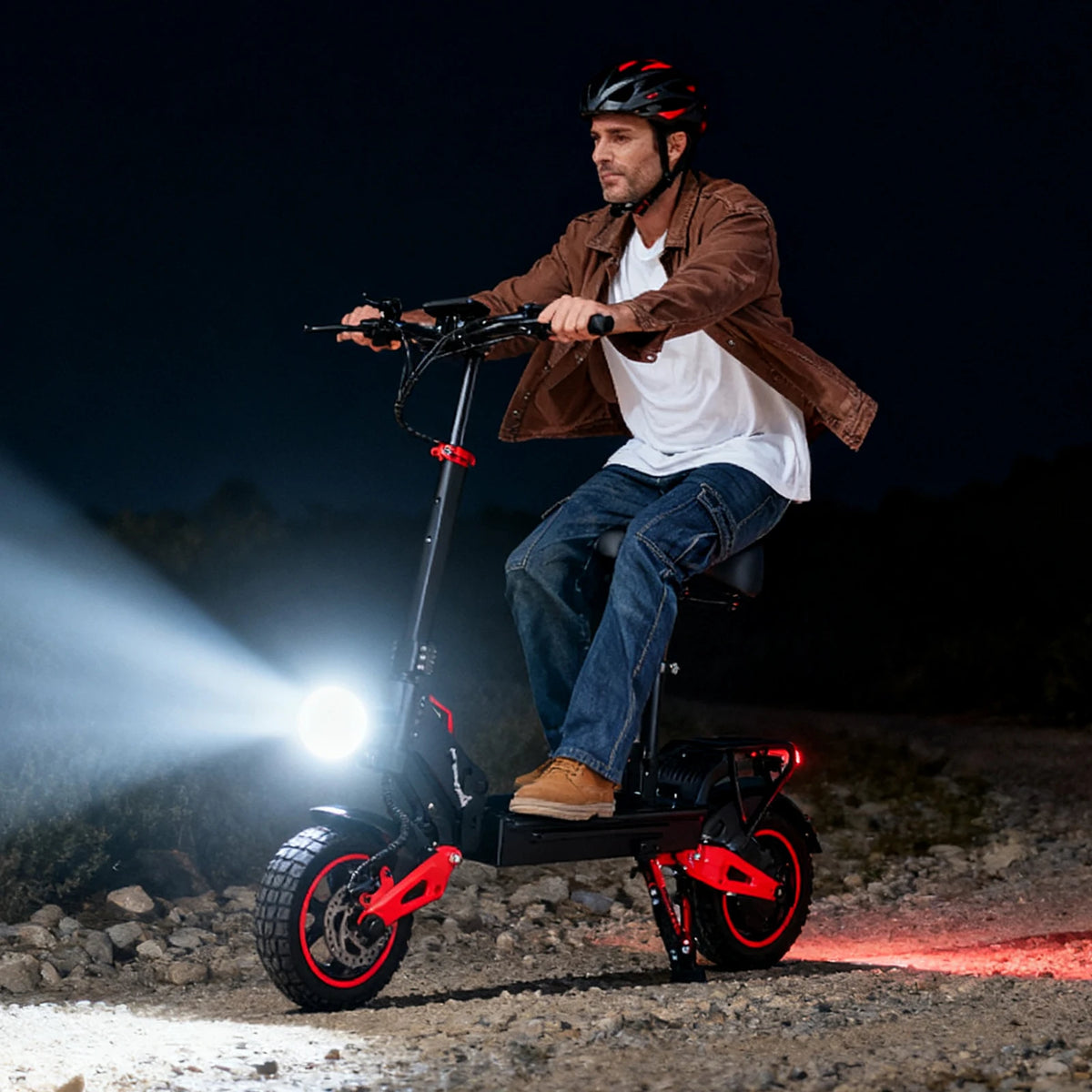 USA/EU/UK/CA 1600W 10'' Off-road Tires Electric Scooter for Adults 48V18Ah Battery 31Miles Range Folding E scooter With Seat