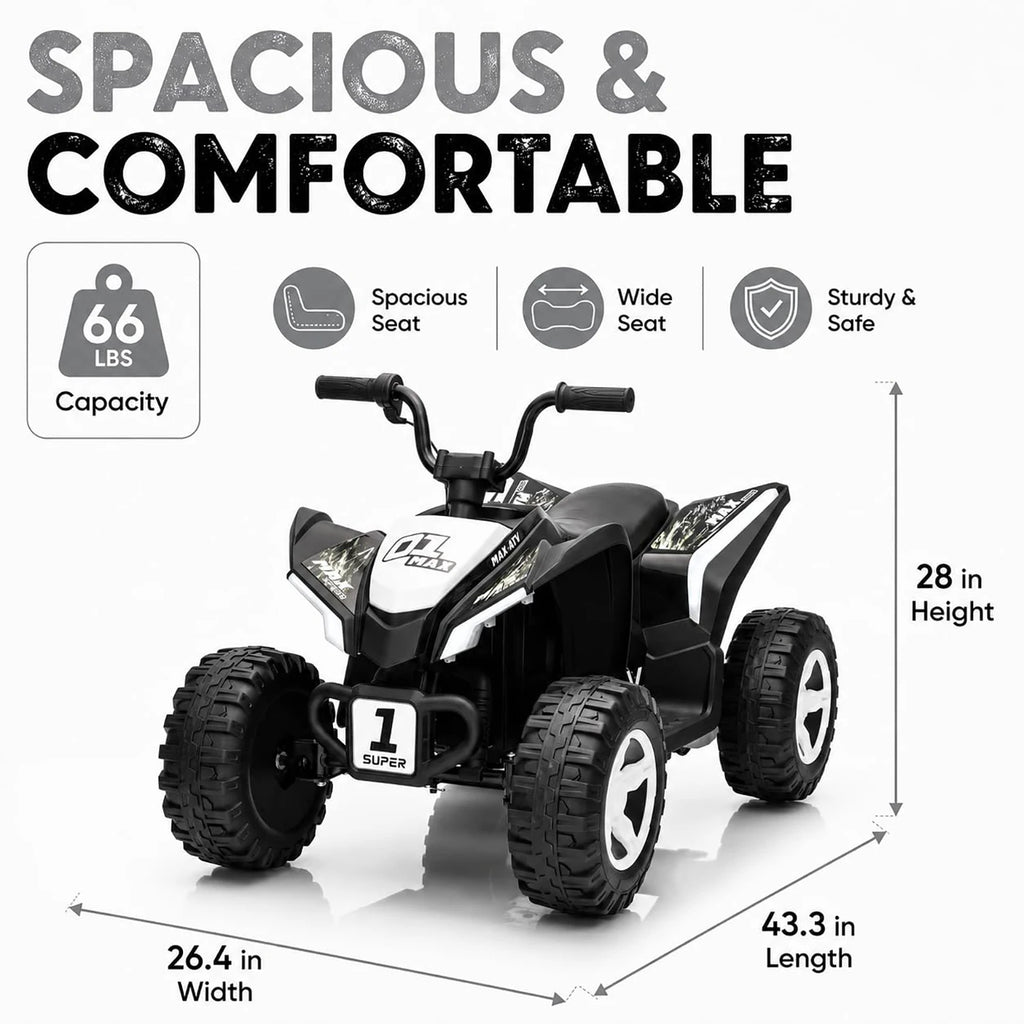 12V Kids Electric ATV 4 Wheeler, Dual 550 Motors, 4 MPH Ride On Quad With Forward Reverse, Outdoor Toy For Ages 3-6 Play