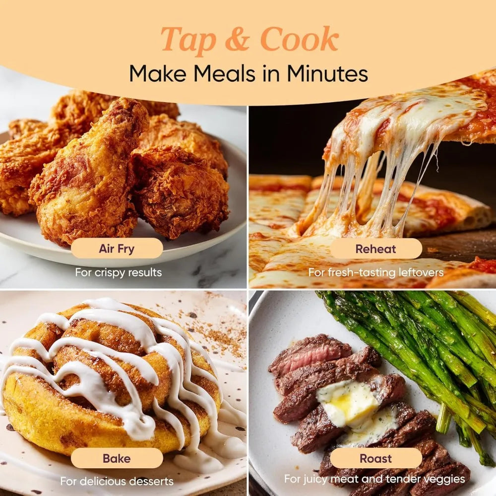 Compact Mini 2 Qt Air Fryer 4 in 1 Crispy Leftovers 97 Percent Less Oil 30 Recipes Nonstick Dishwasher Safe