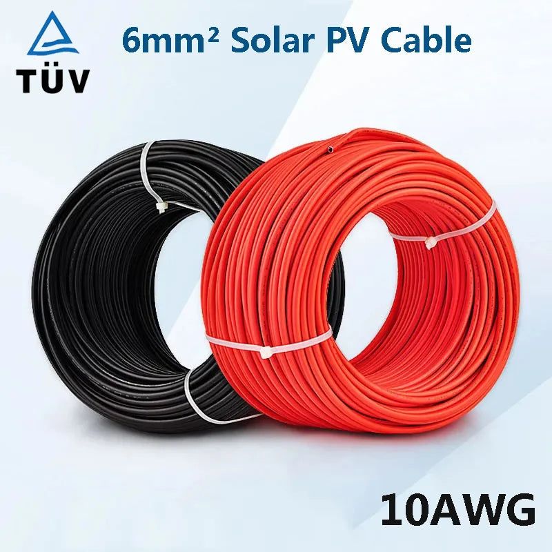 6MM 4MM 50M 100M 30M 17M PV Solar Cable Black or Red PV Cable High Copper