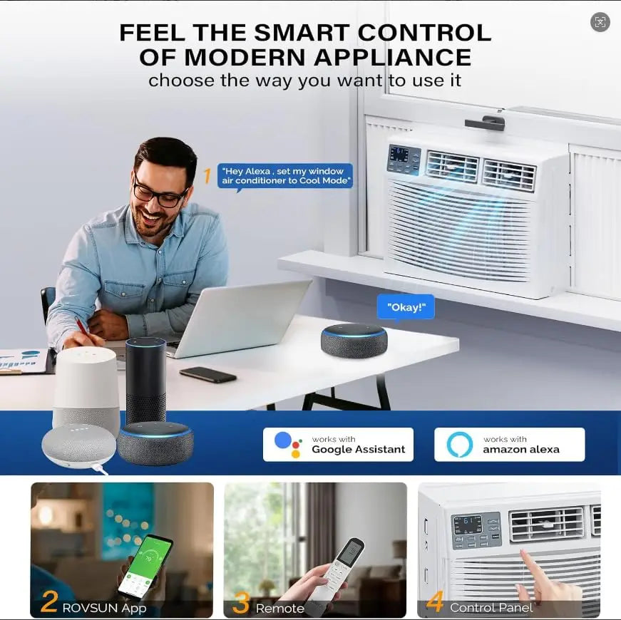 Window Air Conditioner Heat Pump, 23200 BTU 7-in-1 Smart Inverter Window AC Unit, Cool Heat Fan & Dry 208/230V Alexa & Wifi Up to 950 Sq ft