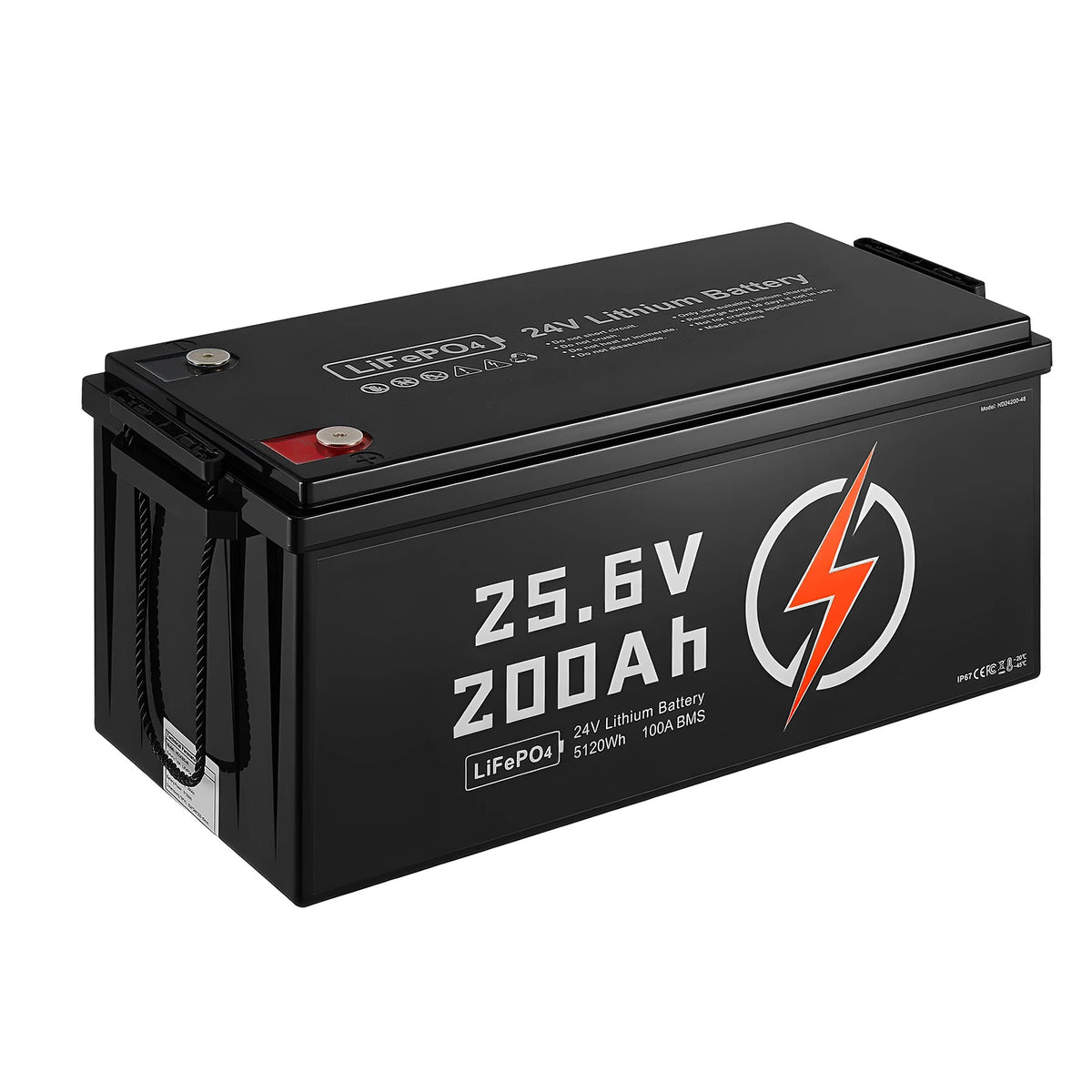 SucceBuy 24V 200Ah LiFePO4 Lithium Battery with Low Temperature Protection Built-in 100A BMS 4000+ Cycles Max. 5120Wh for Camper