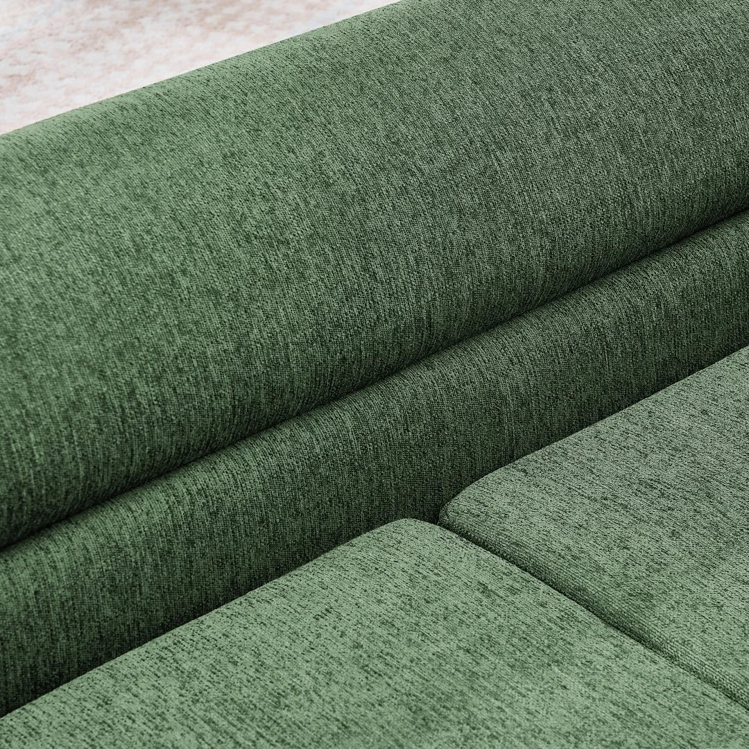 Oversized Pet Sofa Bed for Large Dogs, Olive Green Linen Fabric Dog Couch with Curved Armrests, Raised Minimalist Pet Furniture for Cats & Dogs