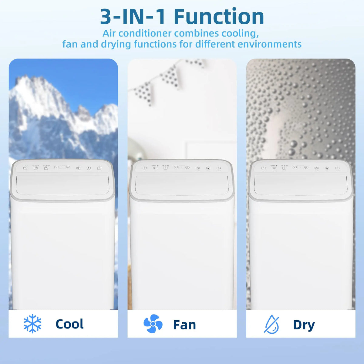 12000 BTU Efficient Cooling with Portable Air Conditioner - Portable Air Conditioner Cools Rooms Up to 450 Sq. Ft, 3-In-1 Functionality, Quiet Operation