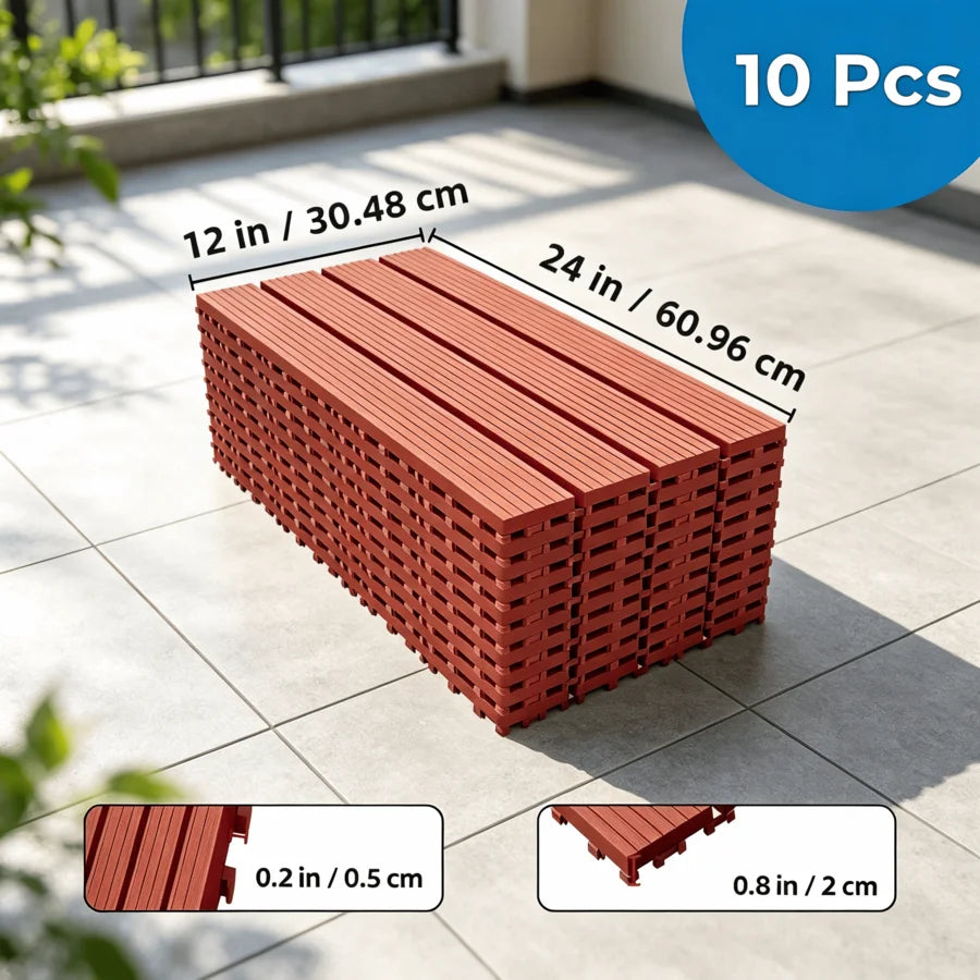12X24 Inch Terrace Deck Tiles, 10 Or 20 Pieces, Fast Draining, Anti Slip, All-Weather Suitable For Outdoor DIY Floor Panels, Too