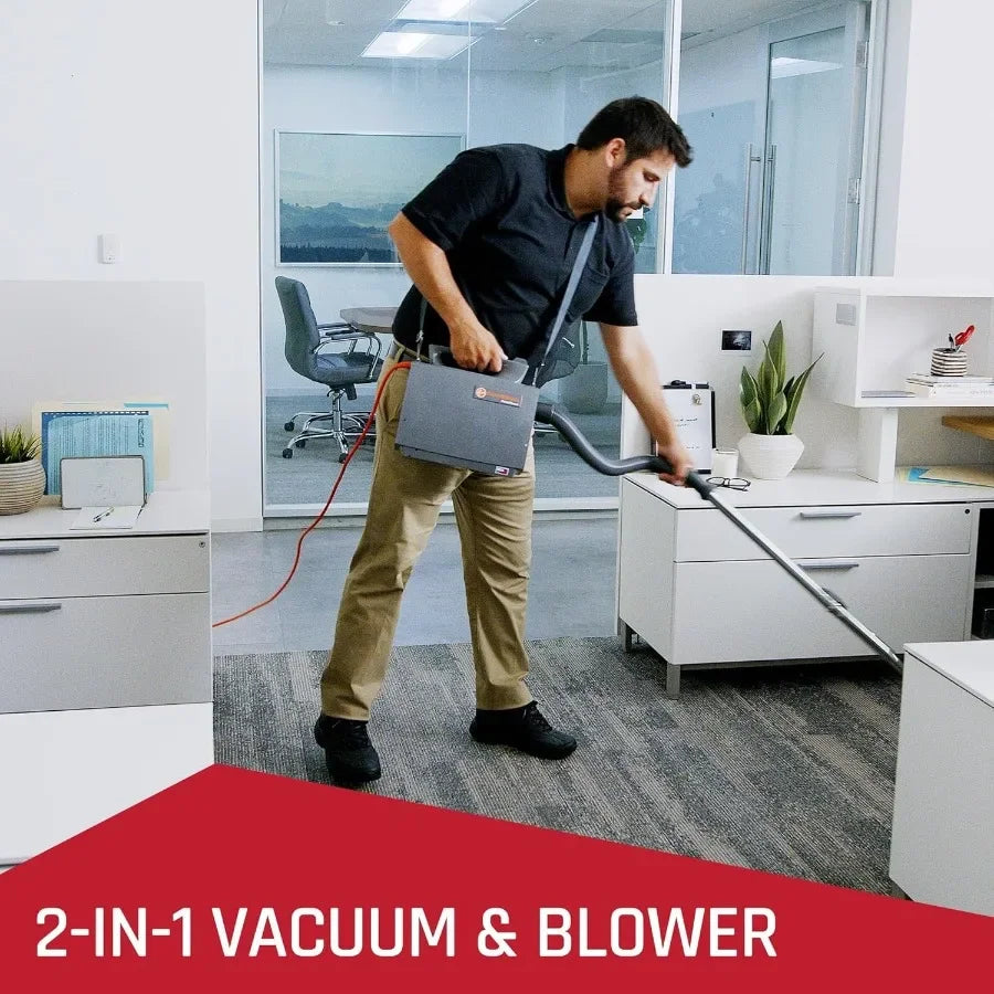Commercial PortaPower Lightweight Canister Vacuum Cleaner, Portable Heavy Duty Vacuum with Strong Suction for Hard Floors, Carpets, Home and Commercial Office Cleaning