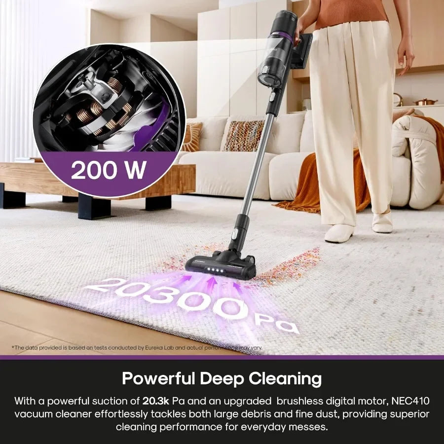 ReactiClean 200W Lightweight Cordless Stick Vacuum Cleaner, Convertible Handheld Design, Powerful Suction, Multi-Surface Cleaning for Carpet Hard Floors & Pet Hair
