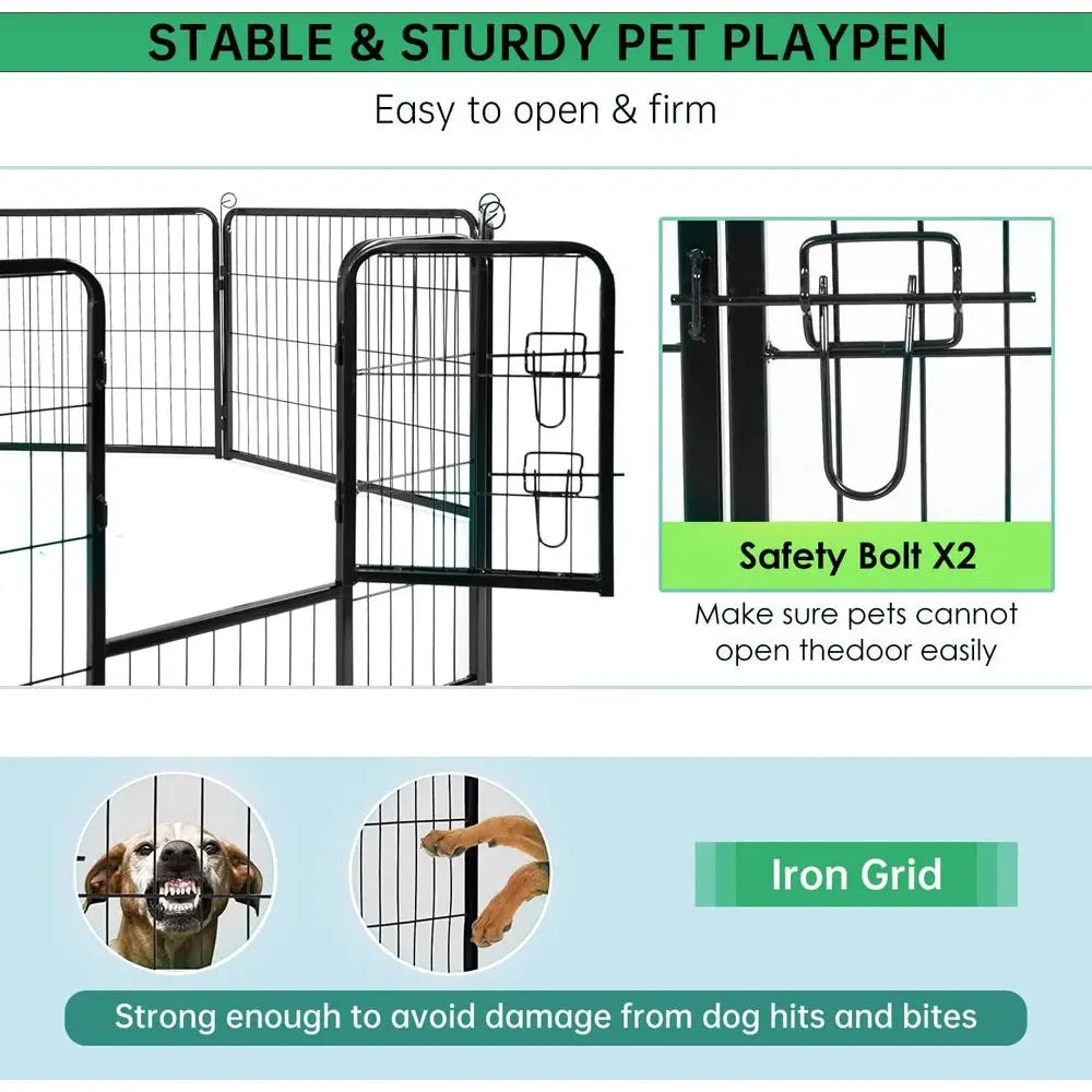 | Dog Playpen | 40 Inch, 16 Panels | Heavy Duty Metal Pet Exercise Pen | Indoor Outdoor ence Panels | Rust-Resistant, Removable,