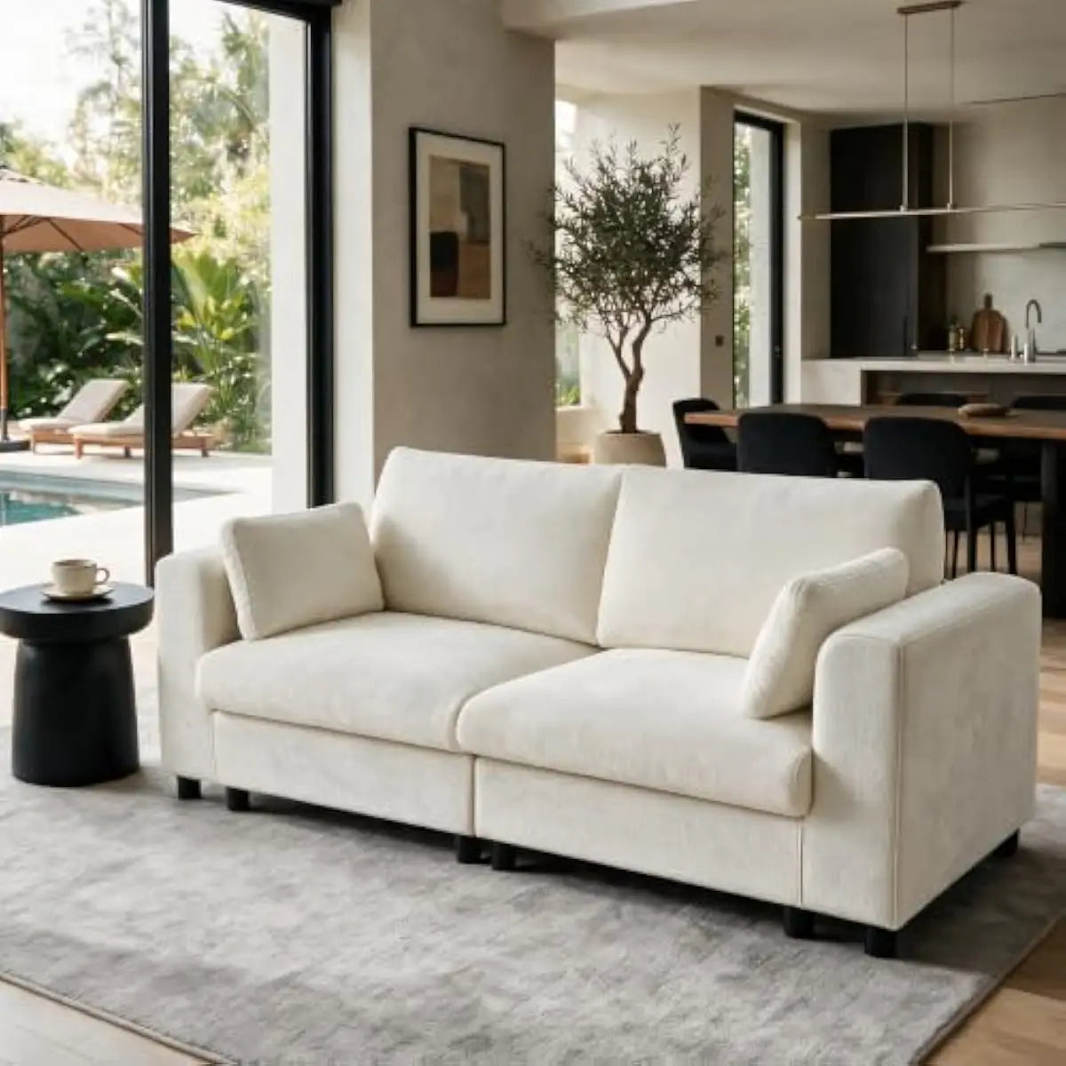 115 Inch Extra Wide L Shaped Sectional Sofa with Deep Seating and Detachable Cushions, Tool Free Modular Design for Living Room