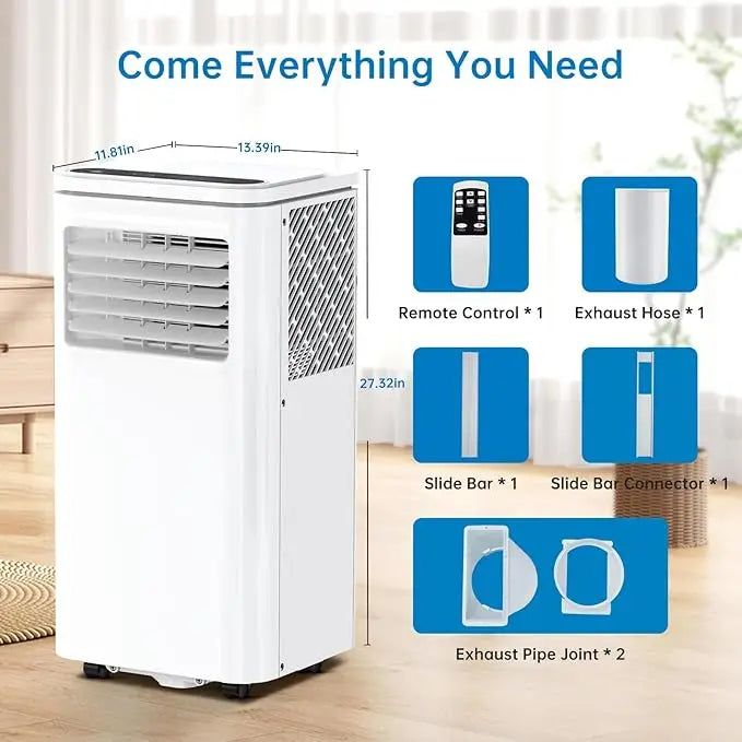 8000 BTU Portable Air Conditioner, 3-in-1 AC Unit with ooling,with Washable Filter,up to 350 sq. ft,2 Fan Speeds, 24H Timer