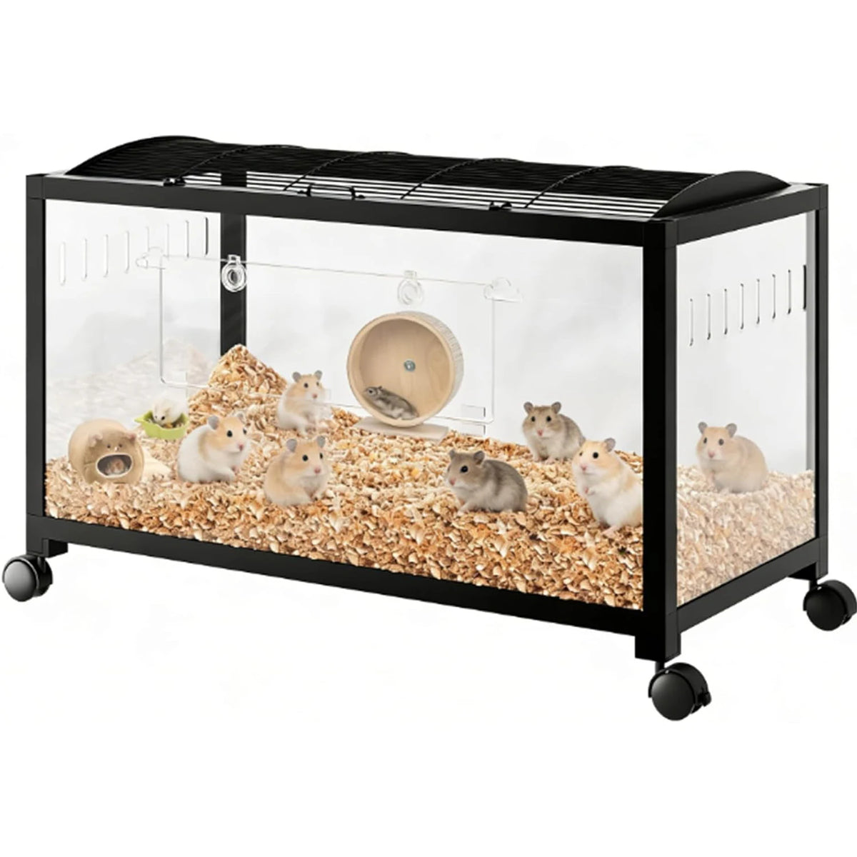 37.8" Stackable Metal Hamster Cage with Acrylic Panels for Small Pets | Ventilated Top Design, Clear Viewing Panels, Expandable Structure, Easy Access Doors, Multi Pet Habitat Solution