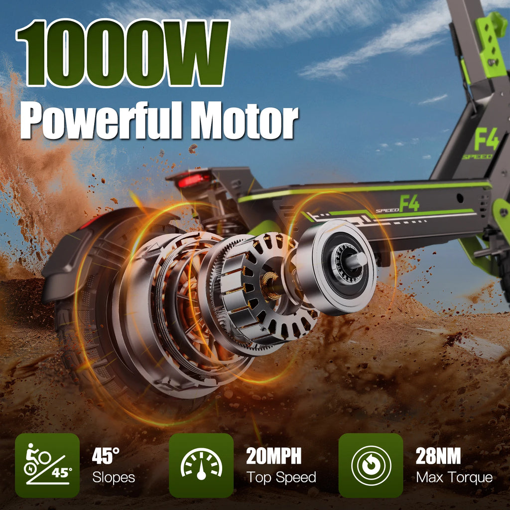1000W Electric Scooter Off-road 48V 15.6AH, Foldable 11-inch Wide Tires, Top Speed 34 MPH, Range 43 Miles, Charging Time 7-8 Hours