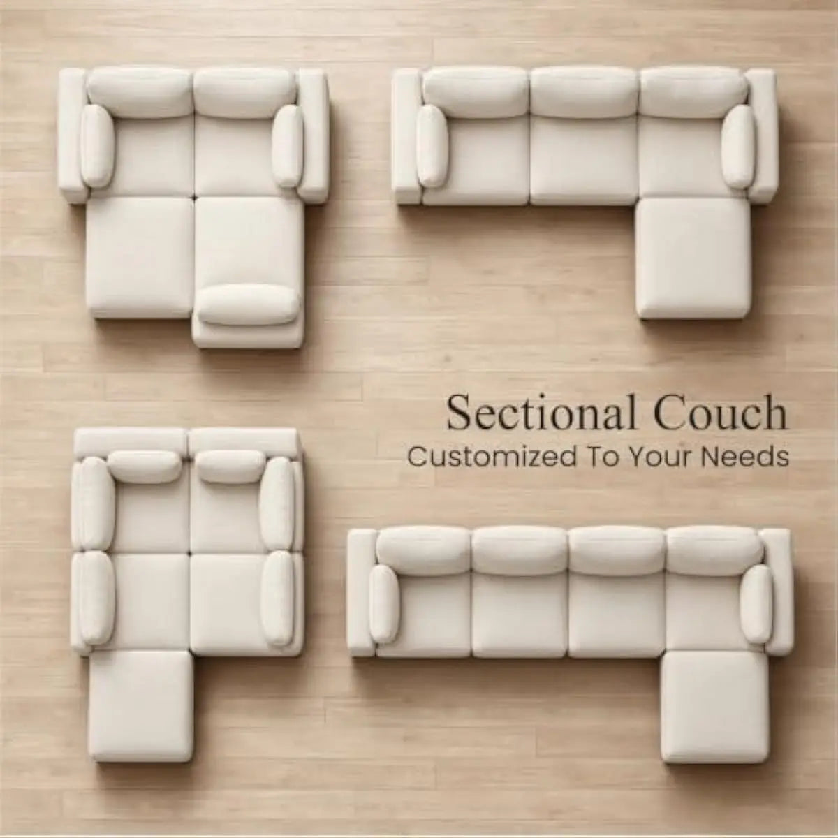 115 Inch Extra Wide L Shaped Sectional Sofa with Deep Seating and Detachable Cushions, Tool Free Modular Design for Living Room