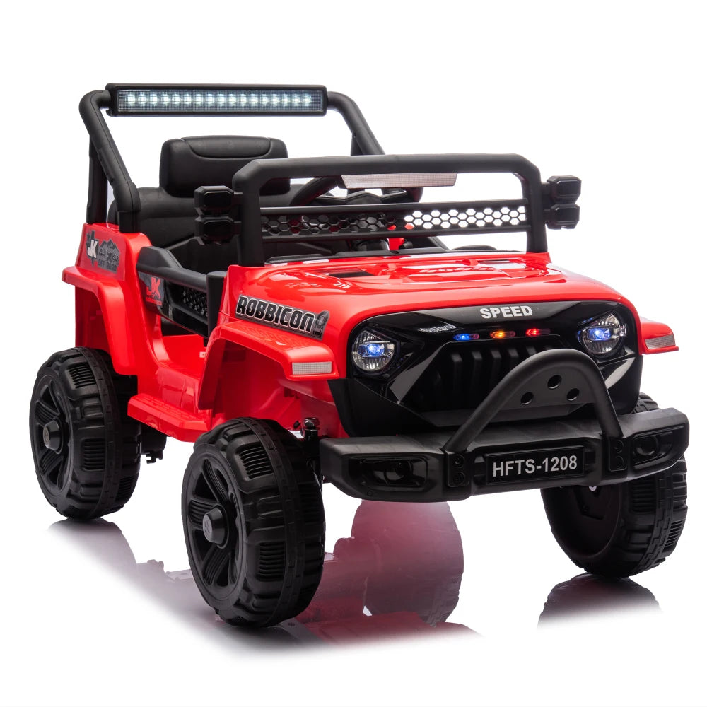 12V Kids Ride On Electric Truck Car W/Parents Control,2WD,Four-wheel Suspension,Early Education Function,Adjustable Volume,USB,MP3,Bluetooth,Microphone Jack,Power Display,LED Lights For Kids Aged 1-4.