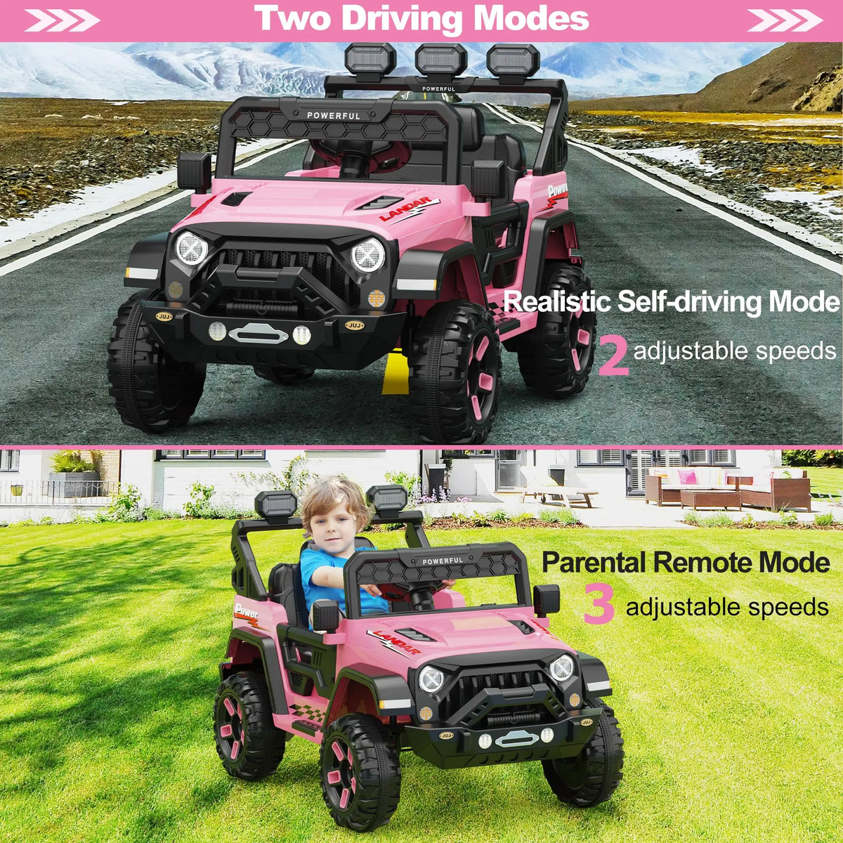 12V Kids Ride Car 4 Wheeler With 2.4G Parent Remote Dual Motors EVA Tires Bluetooth Music Soft Start Electric Toy For Ages 3-6