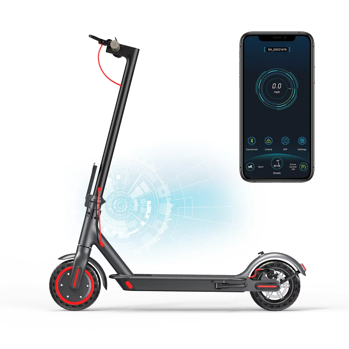 206 NEW Electric Scooter 8.5'' Honeycomb Tire 19mph Max Speed 21 Miles Max Range Dual Braking System Foldable Design APP Control for Adult