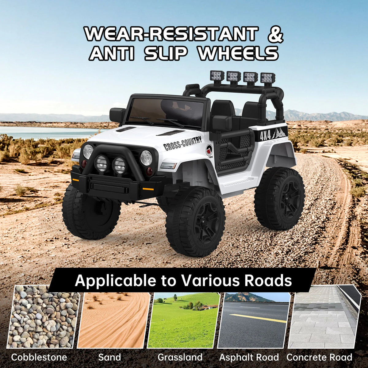12V 2-Seater Kids Ride On Truck – Off-Road Battery Powered Car with Dual Parental Remote Modes, LED Lights, MP3/AUX/USB, Heavy-Duty Spring Suspension, Safety Belt – For Ages 3-8