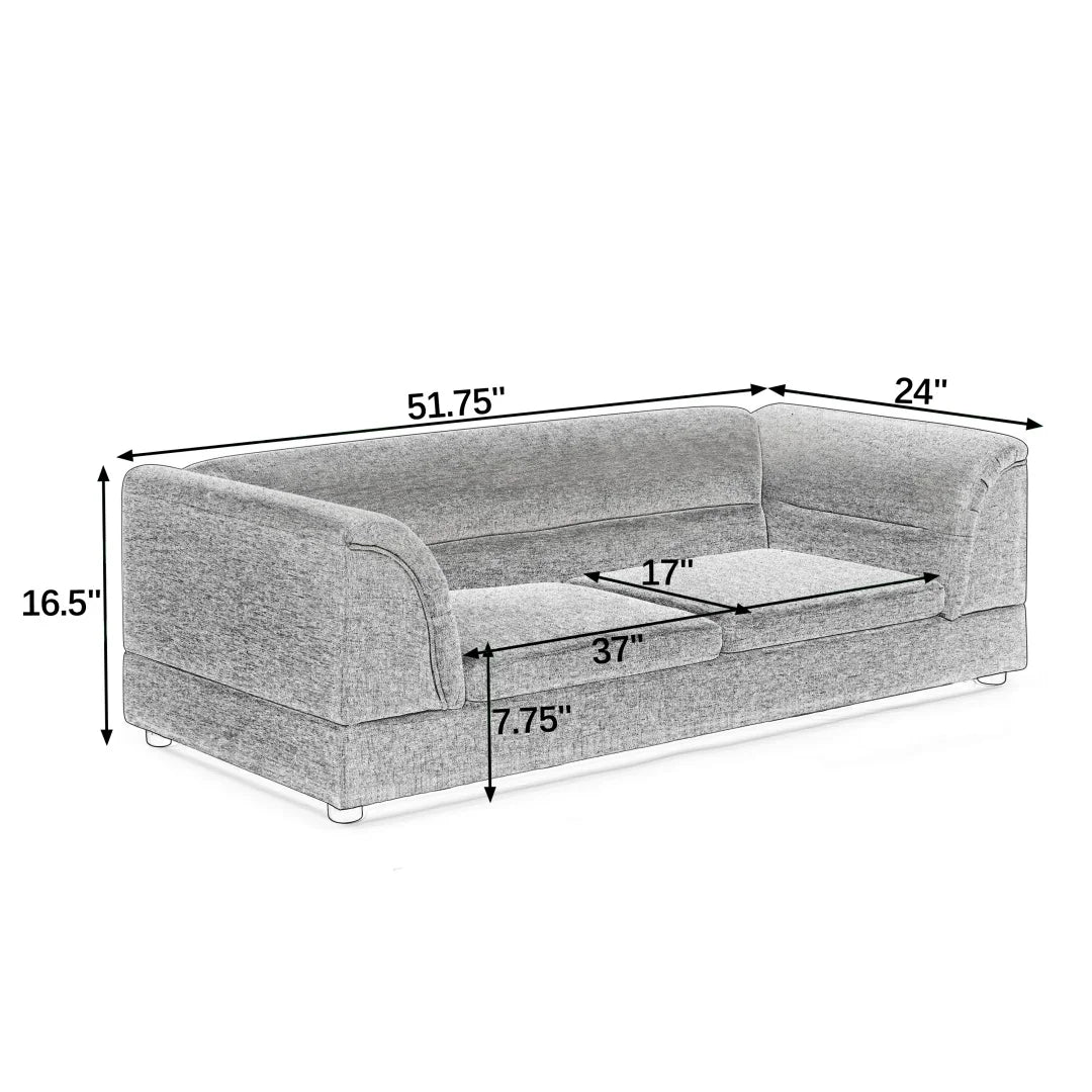 Oversized Pet Sofa Bed for Large Dogs, Olive Green Linen Fabric Dog Couch with Curved Armrests, Raised Minimalist Pet Furniture for Cats & Dogs
