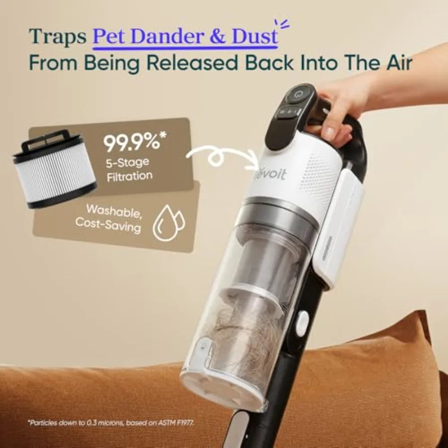 Cordless Vacuum Cleaner for pet hair removal, anti-tangle nylon-brushroll, black-gray, 50-min runtime, 180 lay-flat design, lig