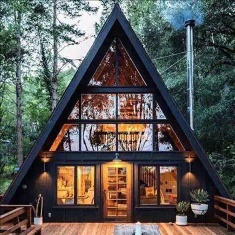 Prefab Steel House Triangular House Sea Chalet Modern a Frame Home Garden Buildings Outdoor Portable Tiny House River Cabin
