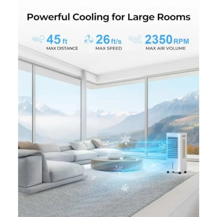 Portable Air Conditioners for Home Office Bedroom: Evaporative Cooler with Ice Packs, 2.1Gal Tank, 3 Speeds, 4 Modes, Remote 12