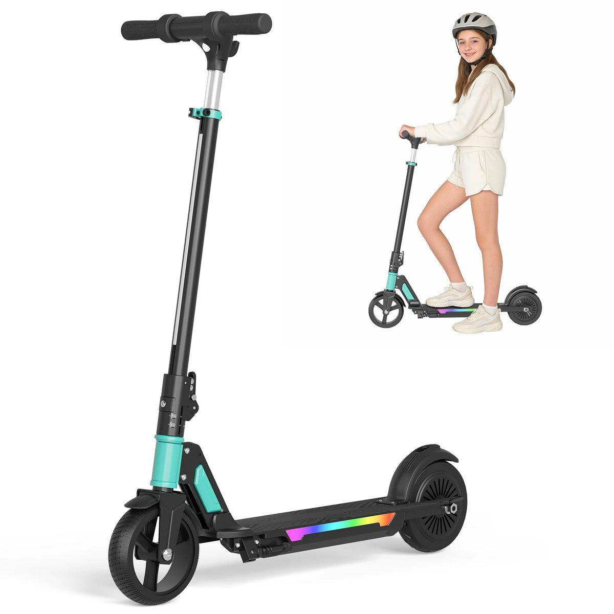 Commugo Electric Scooter 250W Powerful Motor & 12MPH Top Speed, 7" Solid Tire, Folding E Scooter with Dual Braking for Teens and Adults