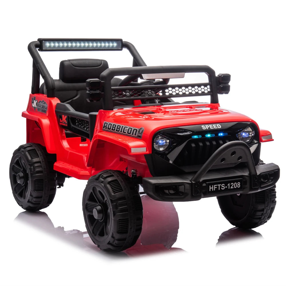 12V Kids Ride On Electric Truck Car W/Parents Control,2WD,Four-wheel Suspension,Early Education Function,Adjustable Volume,USB,MP3,Bluetooth,Microphone Jack,Power Display,LED Lights For Kids Aged 1-4.