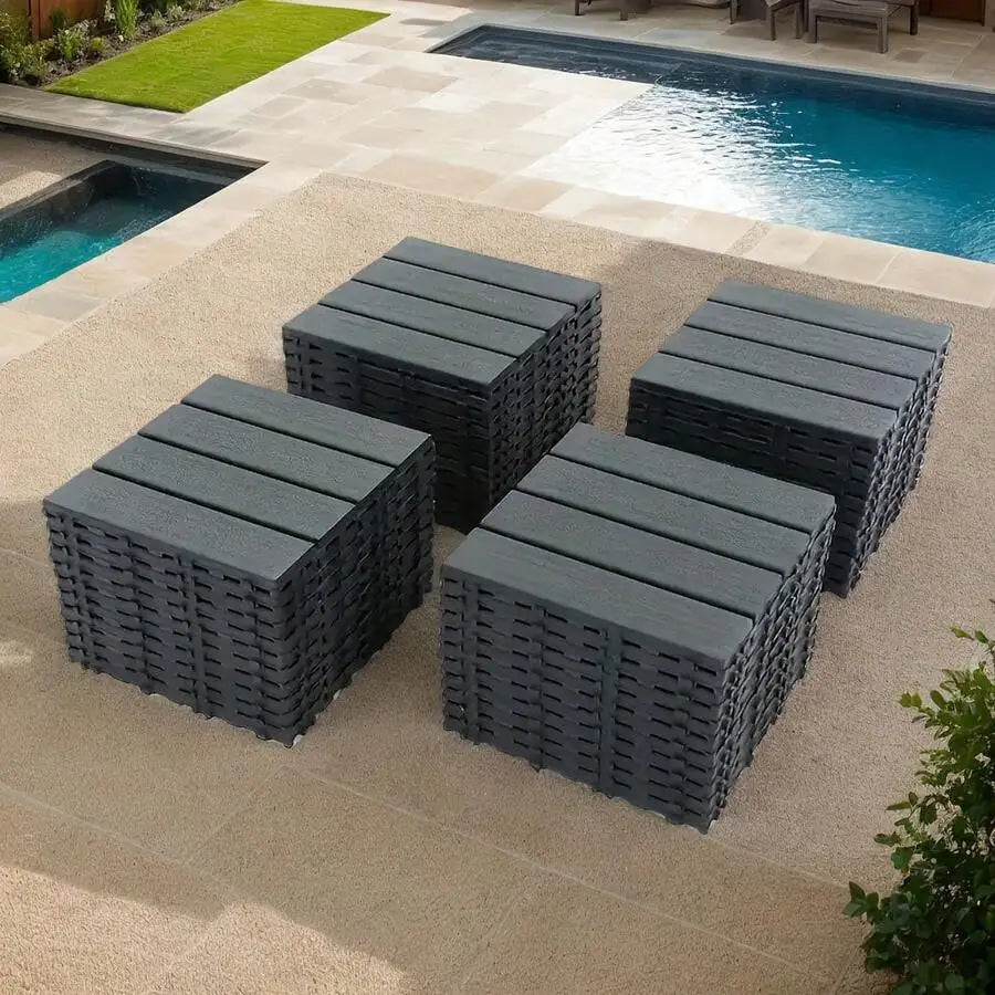 44/27-Pack 12'X12' Interlocking Deck Tiles, Plastic Waterproof Outdoor Flooring For Patio, Pool, Backyard, Balcony – All-Weather