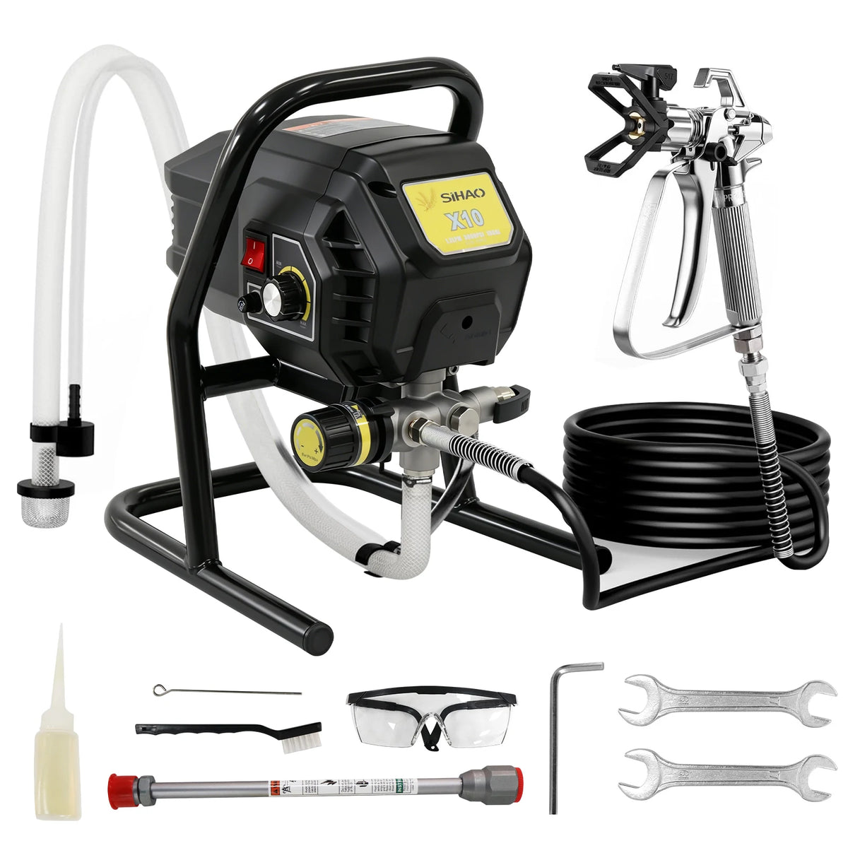 Airless Paint Sprayer|SIHAO 650W/700W Airless Paint Sprayer Pro, Electric Spray Gun Kit Adjustable Pressure with Pipe for Wall Ceiling Wood, Portable Paint Sprayer for Home DIY Interior Exterior Painting
