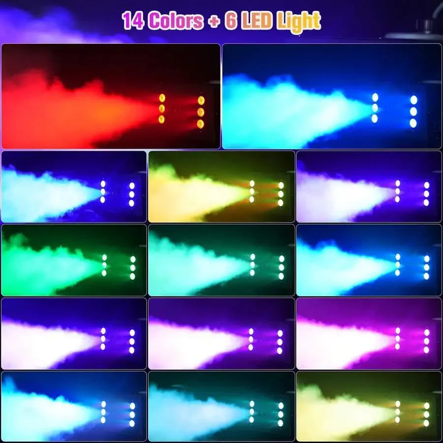 1500W Fog Machine 6 RGB LED With Remote Control Stage Smoke Equipment For Halloween Carnival Party Wedding Musical Show Club Bar