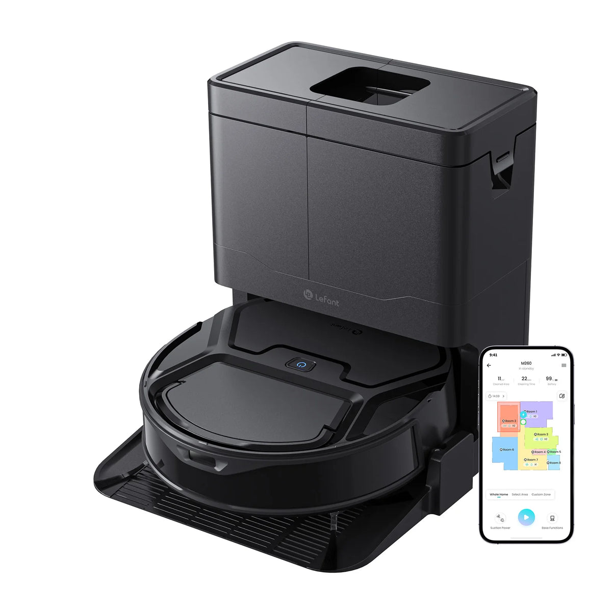 Lefant M265 Robot Vacuum and Mop, 17000Pa Strong Suction, Self-Cleaning Roller Mop with Auto Drying, LiDAR Navigation & Obstacle Avoidance, Tangle-Free Pet Hair, Slim, 5G WiFi,