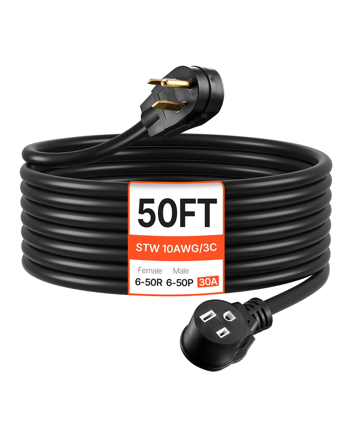 SucceBuy 30-Amp 7500Watts / 50-Amp 12500 Watts Generator Extension Cord 50 Foot 250 Volts Heavy Duty Power Cable, NEMA 6-50P to 6-50R SWT Flexible Welder Extension Cord with Storage Bag for Generators