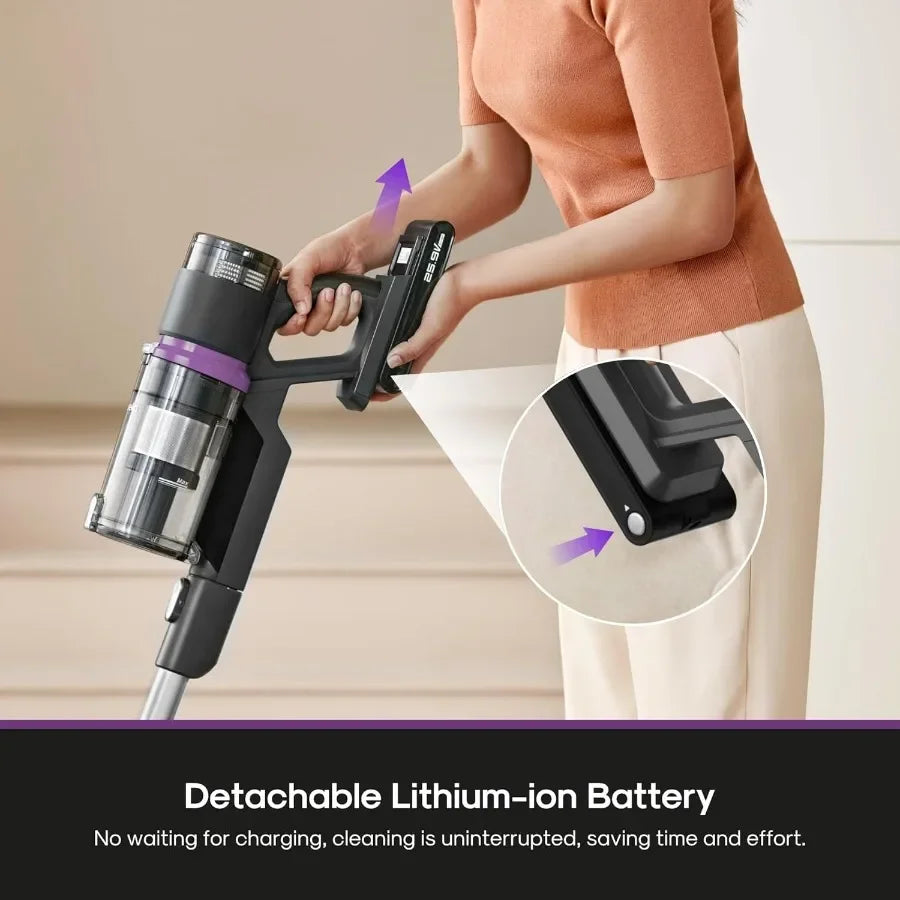 ReactiClean 200W Lightweight Cordless Stick Vacuum Cleaner, Convertible Handheld Design, Powerful Suction, Multi-Surface Cleaning for Carpet Hard Floors & Pet Hair