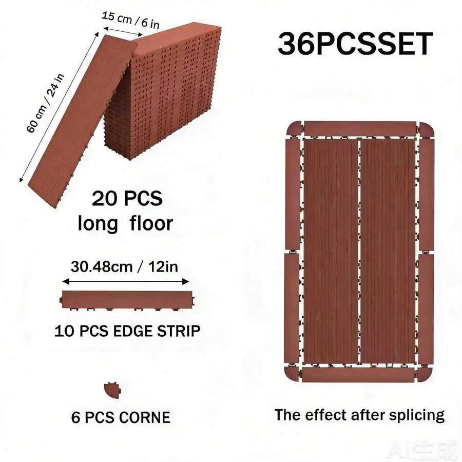 Upgraded Interlocking Deck Tiles, Extra Long Thick Outdoor Patio Flooring, Heavy-Duty Snap-Lock Plastic Patio Tiles, Anti-Slip S