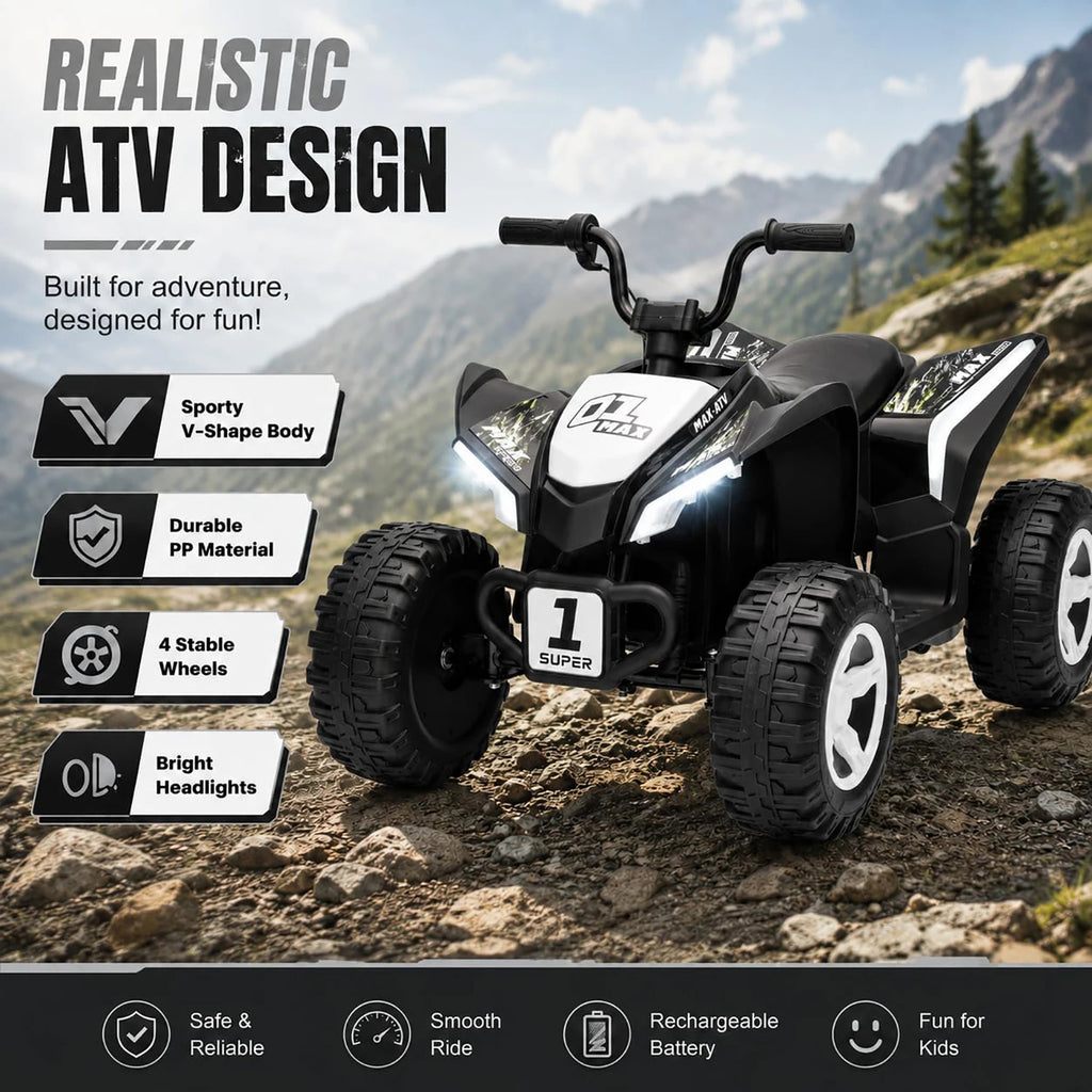 12V Kids Electric ATV 4 Wheeler, Dual 550 Motors, 4 MPH Ride On Quad With Forward Reverse, Outdoor Toy For Ages 3-6 Play