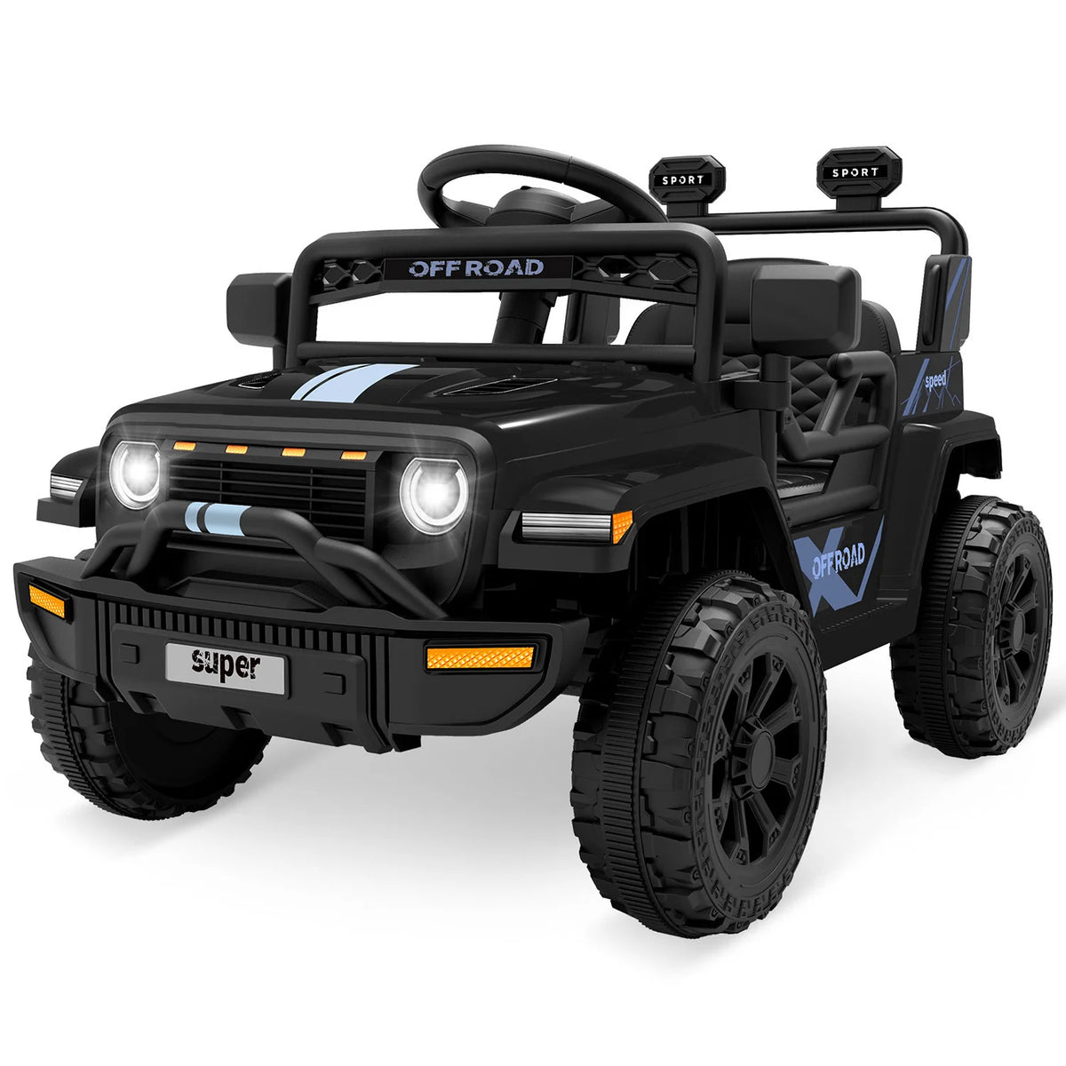 12V Kids Ride On Truck - Battery Powered Electric Car with Remote Control - Dual 25W Motors - 4-Wheel Spring Suspension - LED Headlights - Music Player - 2 Speeds - For Boys & Girls Ages 3-5