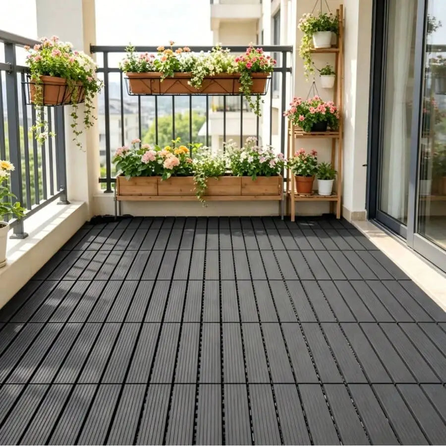 12X24 Inch Terrace Deck Tiles, 10 Or 20 Pieces, Fast Draining, Anti Slip, All-Weather Suitable For Outdoor DIY Floor Panels, Too