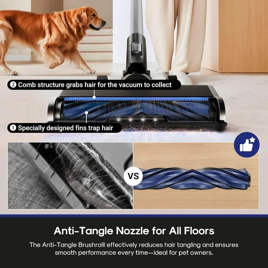 ReactiSense 350W Anti-Tangle Cordless Stick Vacuum Cleaner, Convertible Handheld, Powerful Suction, Multi-Surface Deep Clean for Carpet Hard Floors & Stubborn Pet Hair