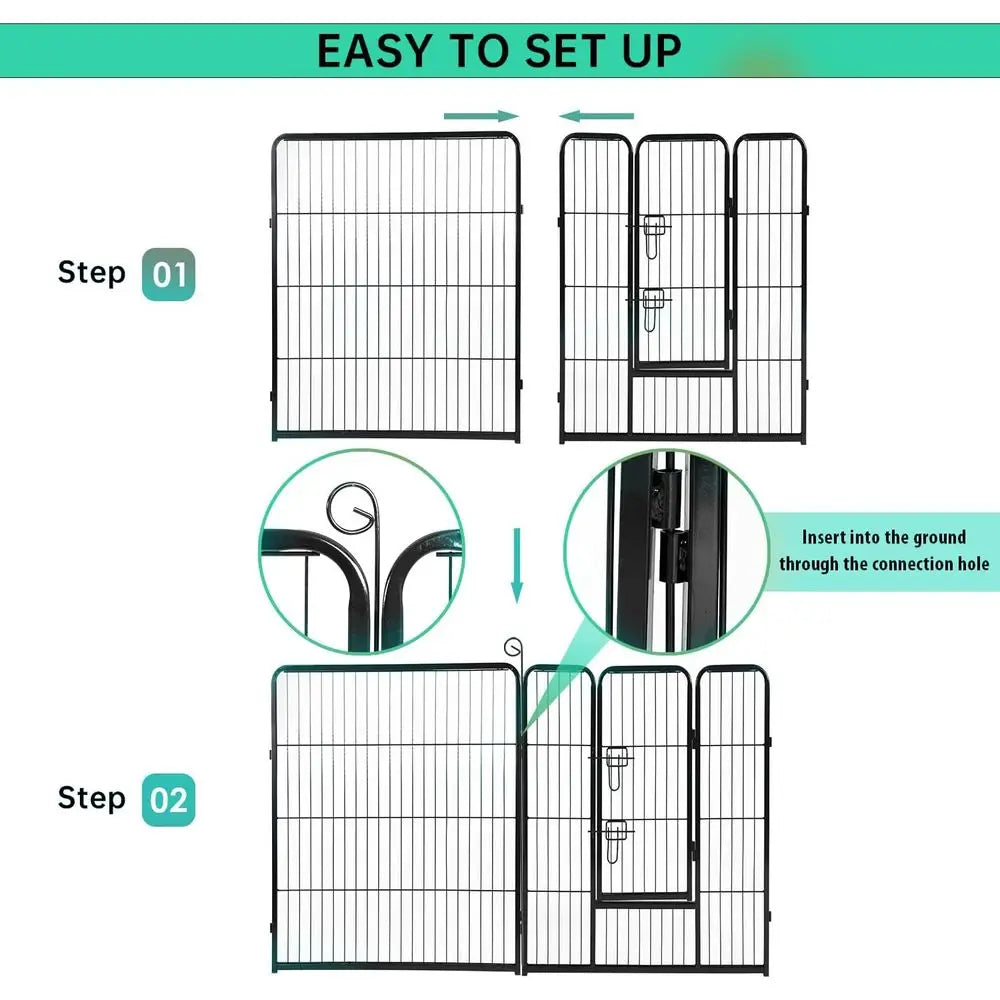 | Dog Playpen | 40 Inch, 16 Panels | Heavy Duty Metal Pet Exercise Pen | Indoor Outdoor ence Panels | Rust-Resistant, Removable,