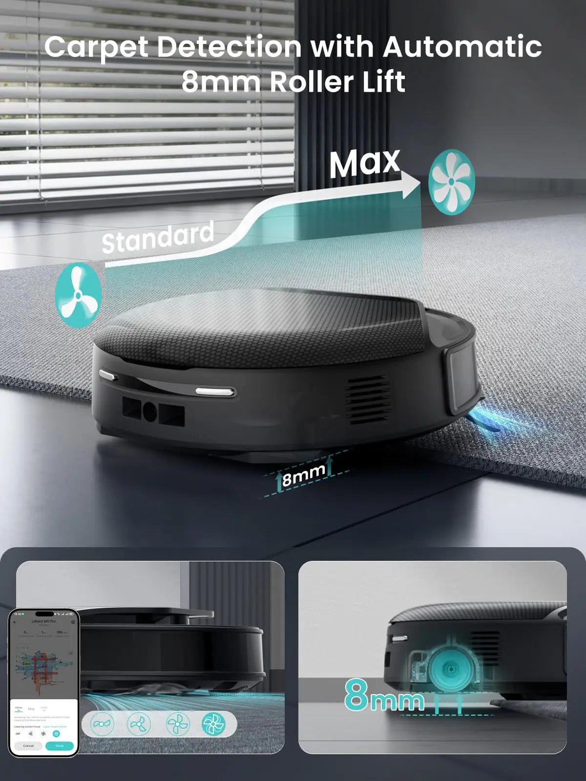 Lefant  M5 Robot Vacuum and Mop, 18000Pa Suction, PSD 2.0 Obstacle Avoidance, All-in-One Robot Vacuum 120 Day Self-Emptying, Self Cleaning Mop, Auto Drying, Supports 2.4G/5G WiFi,