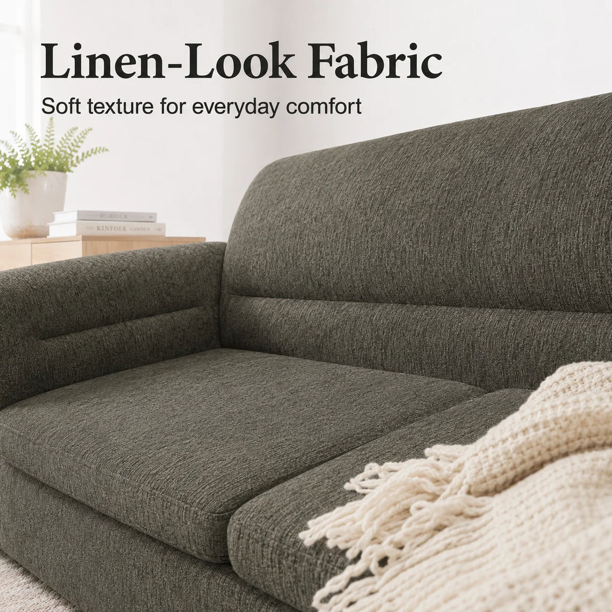Large Dog Sofa Oversized Pet Couch Dark Gray with Curved Armrests Raised Frame Cushions Indoor Pet Furniture for Dogs and Cats