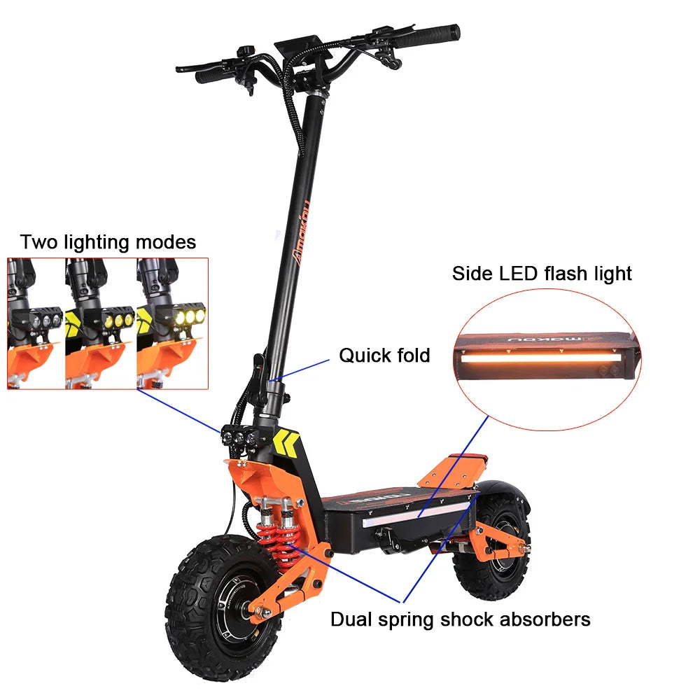 Elektroroller Speed 85KM/H Range 120KM Foldable Dual Motor Electric Scooters 6000W Adult 11 inch Offroad Tire E Scooter