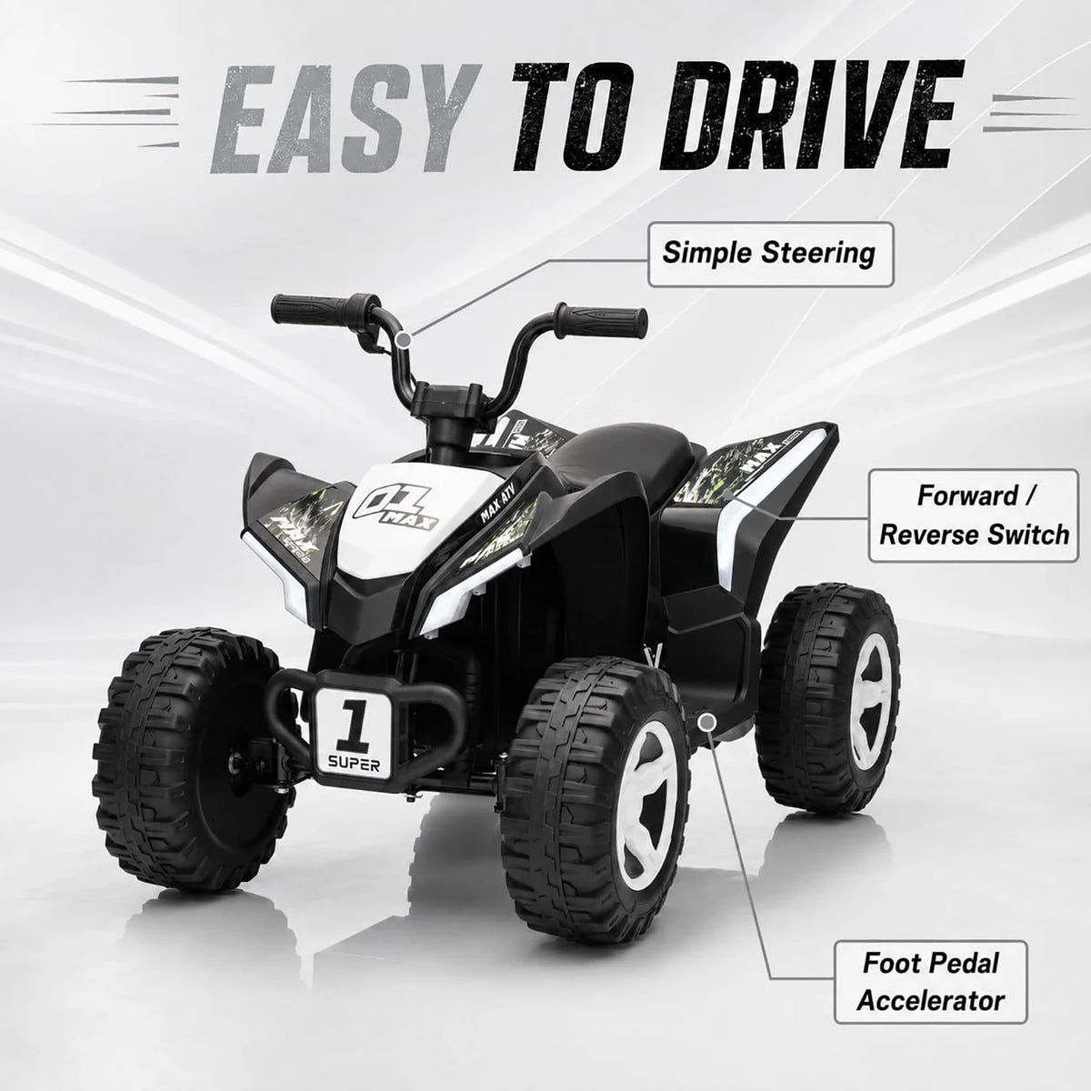 12V Kids Electric ATV 4 Wheeler, Dual 550 Motors, 4 MPH Ride On Quad With Forward Reverse, Outdoor Toy For Ages 3-6 Play